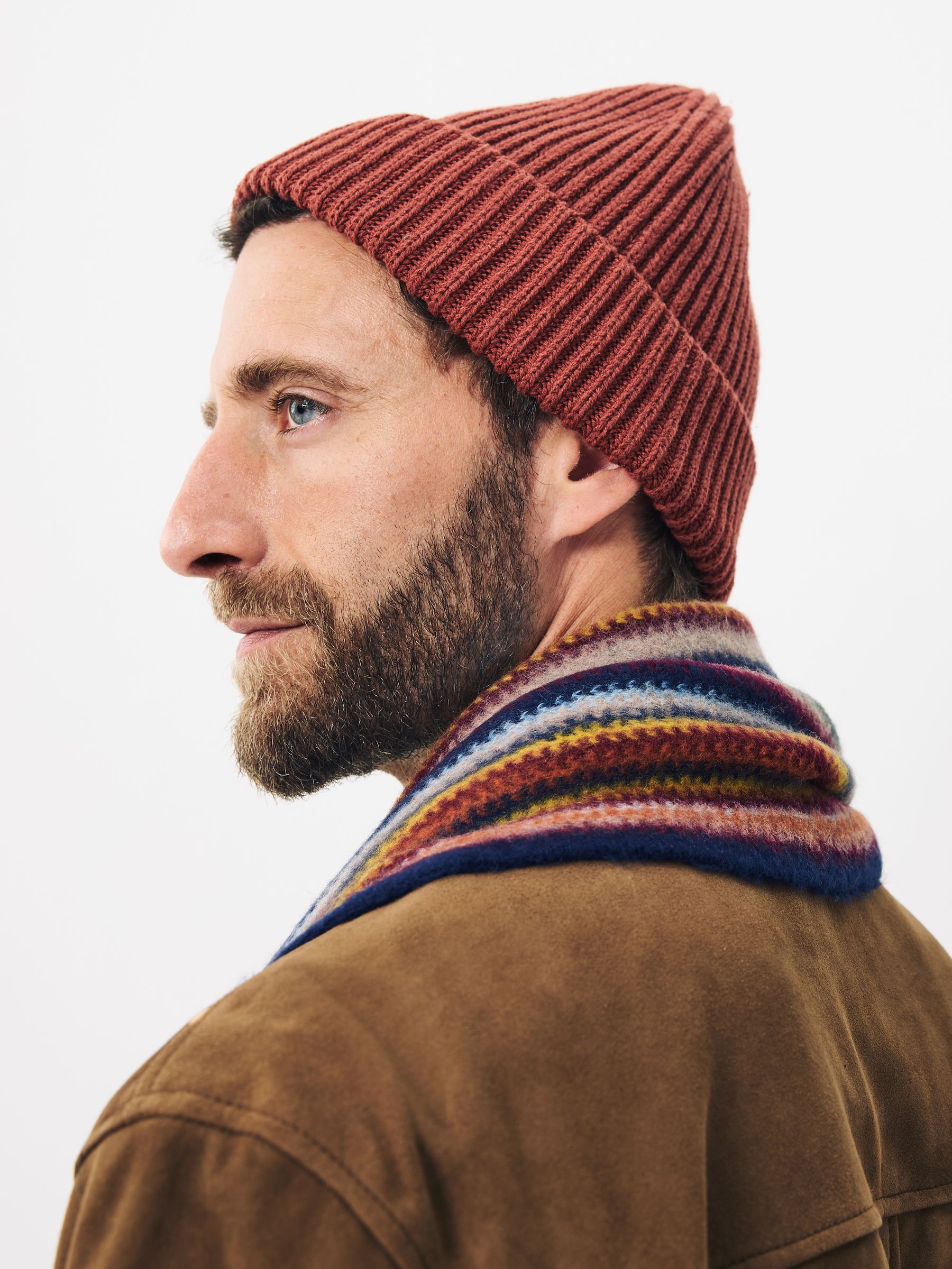 Oranje / meerkleurige strepen - Scarf And Beanie Matching Set