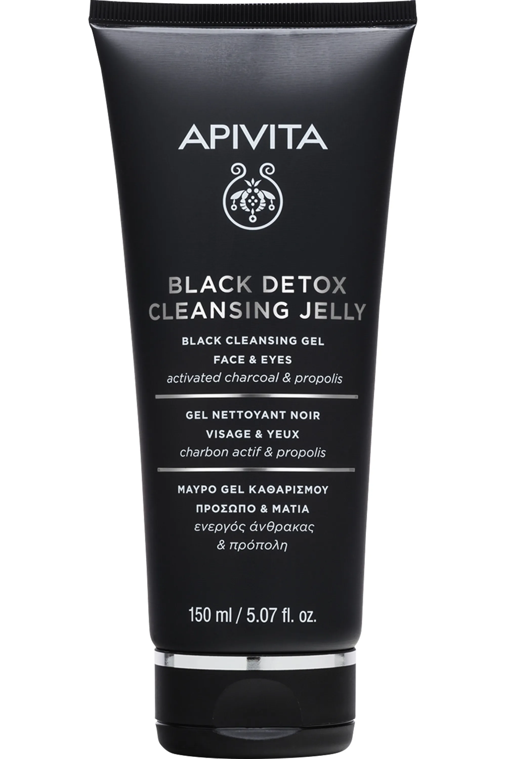Apivita Gel nettoyant noir visage & yeux au charbon-150 ml