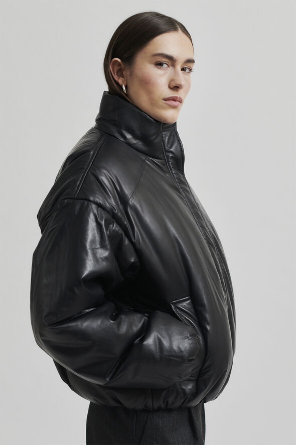 Second Female Harlow Leather Bomber Jacket Black