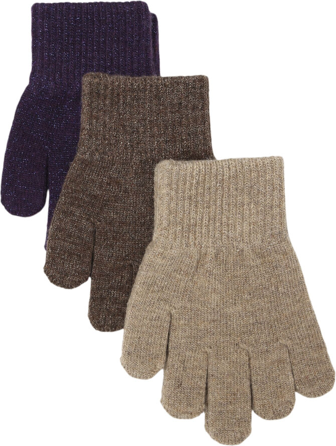 Mikk-Line Magic Gloves 3 Pack w. Lurex Nightshade-chocol