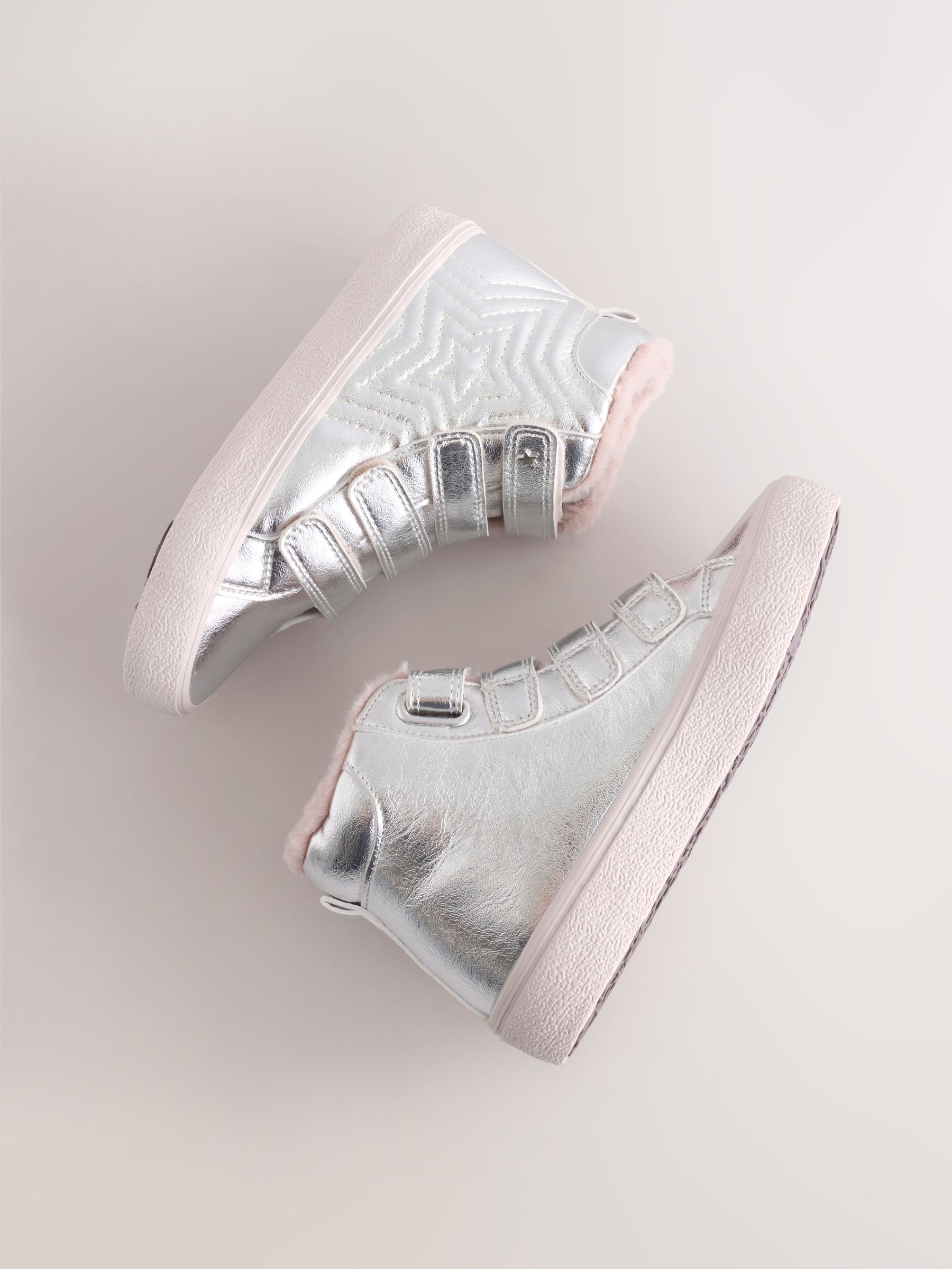 Zilver - Touch and Close Fastening High Top Trainers