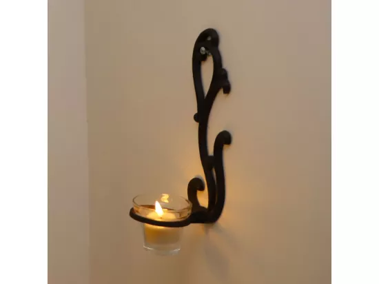 Bougeoir mural en fonte marron 25 x 10 cm
