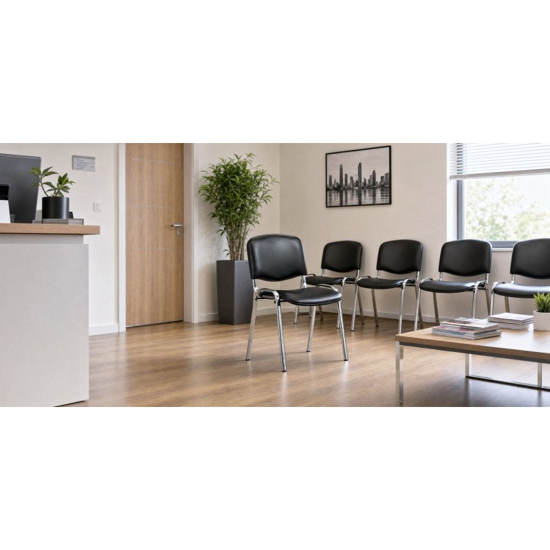Chaise CONFÉRENCE - vinyle pieds chromé