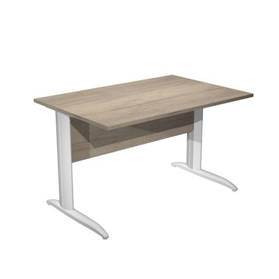 Bureau droit Trend - L120 - Pieds métal en L - plateau imitation chêne canadien - pied métal blanc
