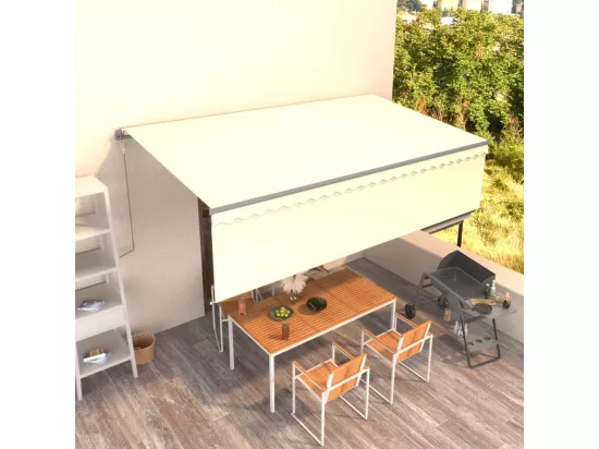Auvent rétractable automatique avec store 5x3 m Crème