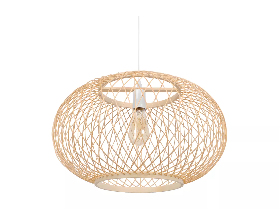 Lustre rotin suspension rotin naturel d35 cm x h22 cm - sphérique