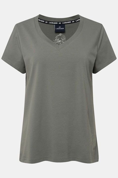 T-Shirt, kleiner Knoten Print, V-Ausschnitt, Halbarm, OEKO-TEX MIG