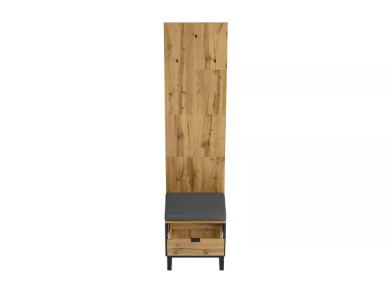 Ensemble vestiaire avec tabouret à chaussures et coussin, accessoires suspendus à l'avant et tiroirs