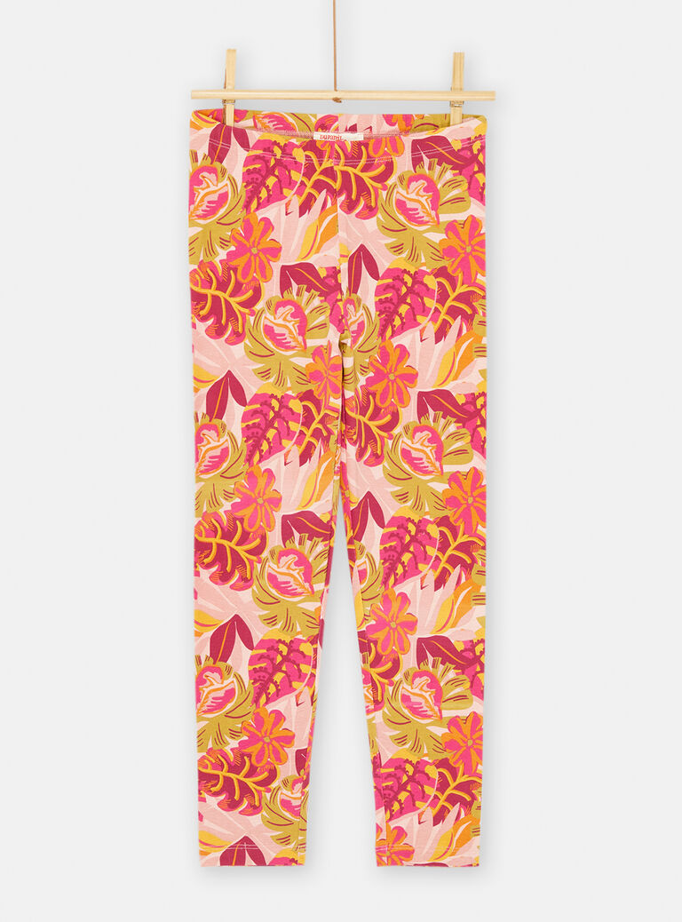 Legging rose et orange à imprimé exotique
