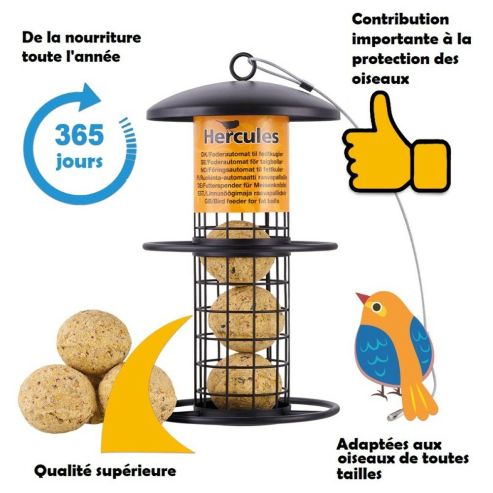 Mangeoire oiseaux extérieur à suspendre pour oiseaux sauvages pour jardin balcon distributeur de nourriture«34717 nourri-silo»