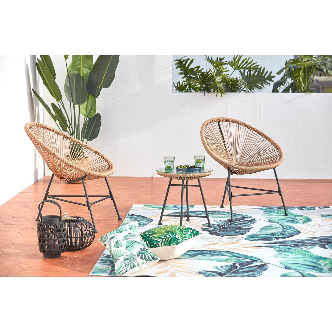 Côté Lounge Ensemble 2 fauteuils & table Acapulco beige