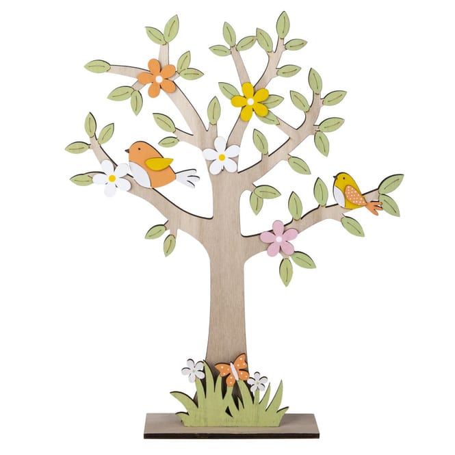 Standdeko - Baum im Frühling - ca. 35 x 5,5 x 44,5 cm