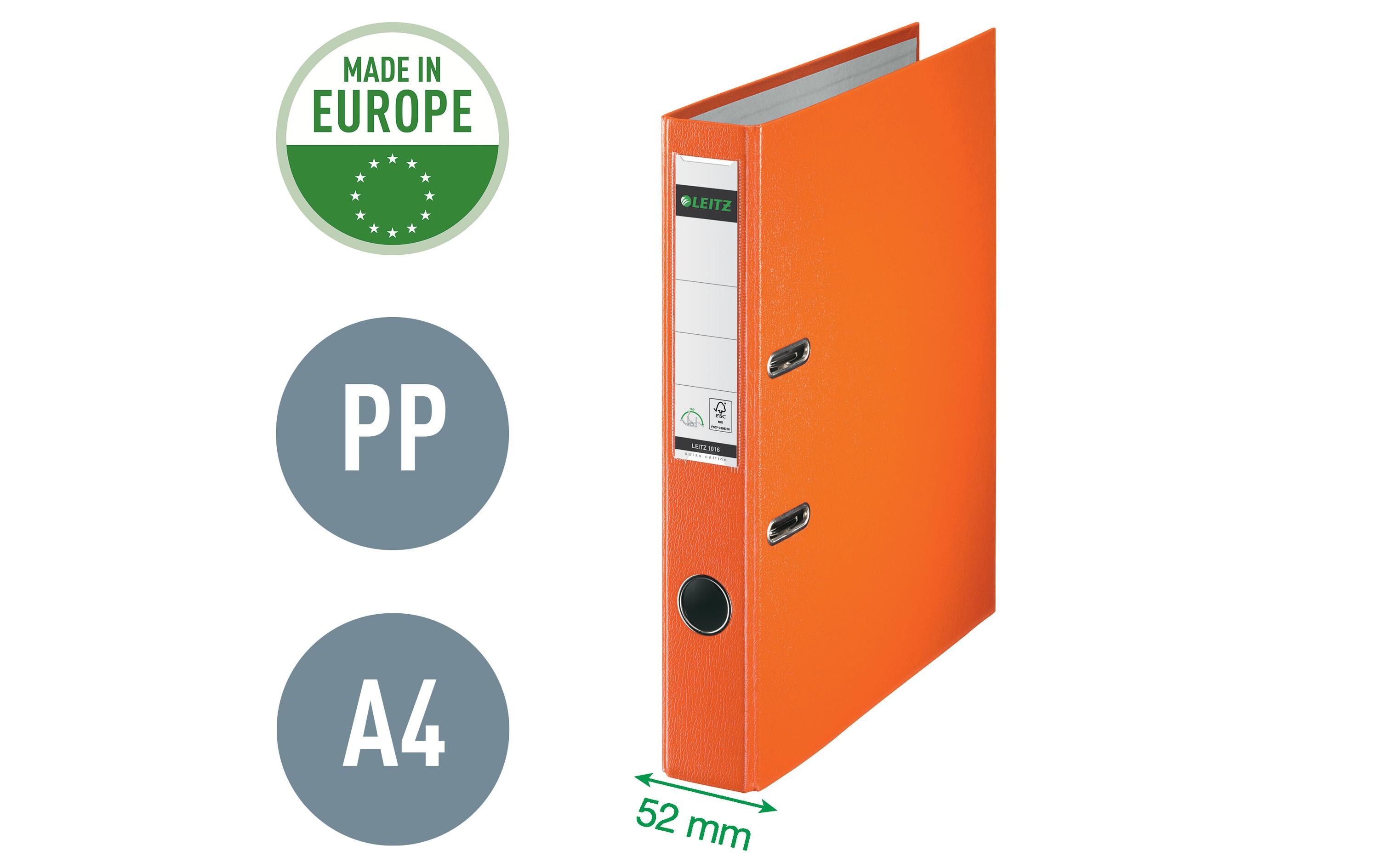 Ordner Swiss Edition 180°, 5.2 cm, A4, OrangeQualitäts-Ordner mit 180°-Präzisionsmechanik