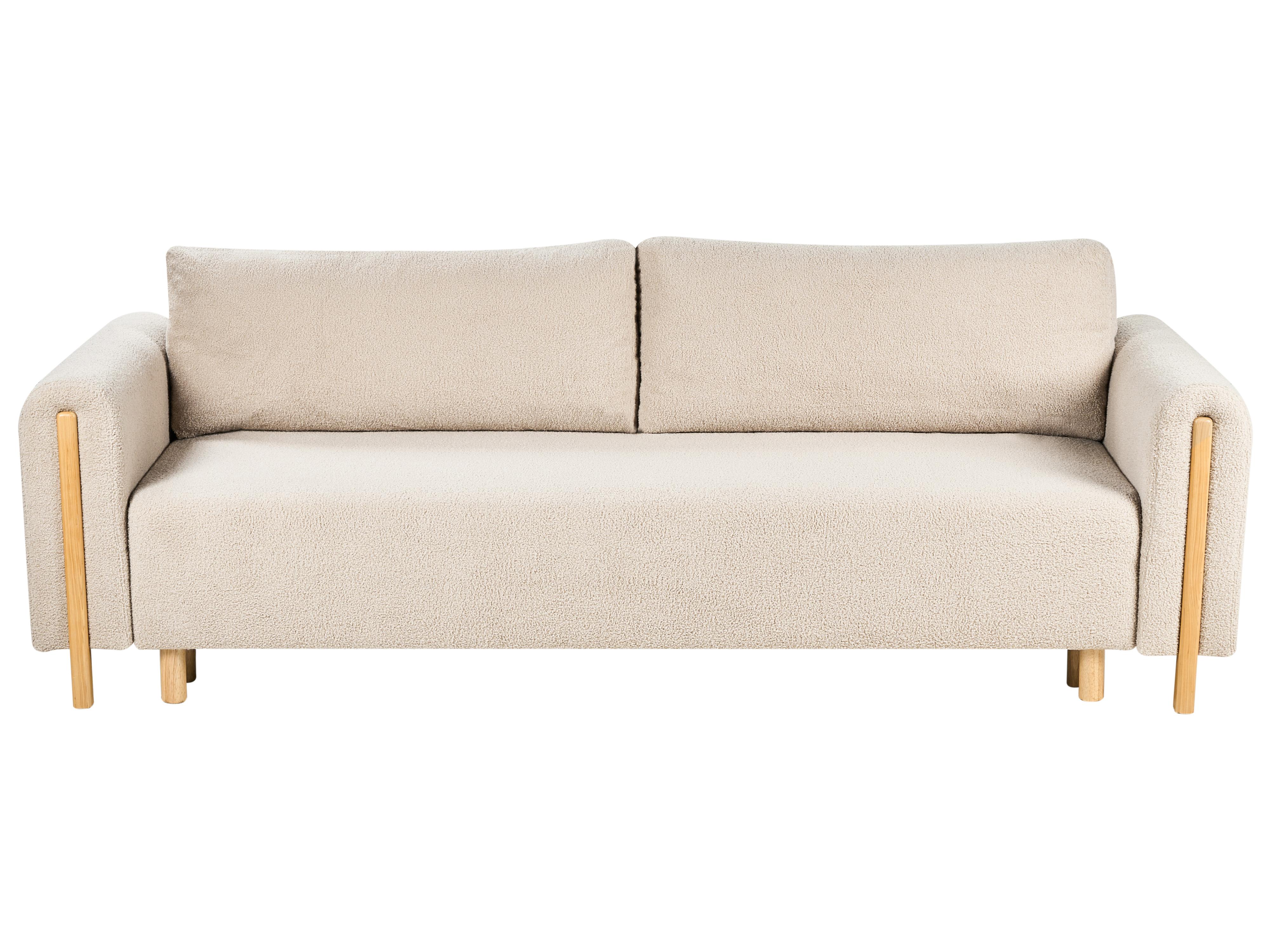 Slaapbank 3-zits KVAM Bouclé Lichtbeige met opbergruimte