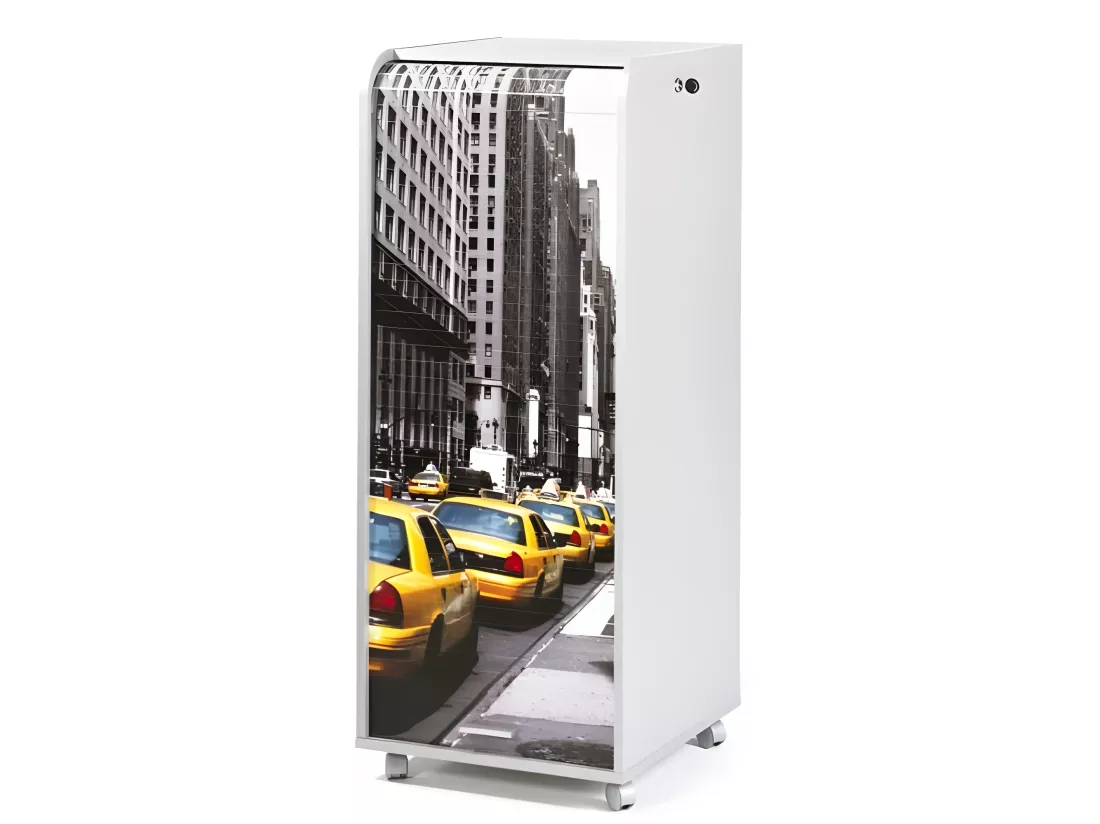 Caisson de Bureau Blanc à Roulettes 108 cm - Coloris: Scene New York 504