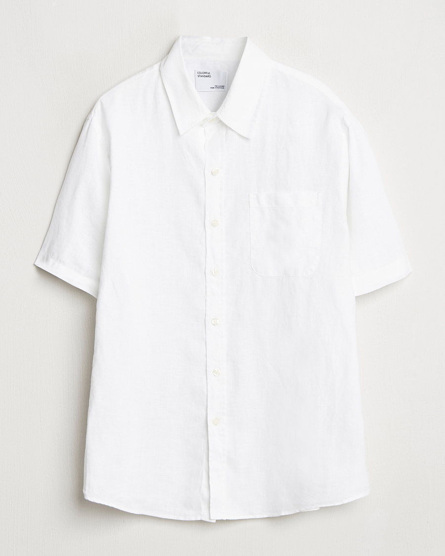 Colorful Standard Garment Dyed Linen Short Sleeve Shirt Optical White