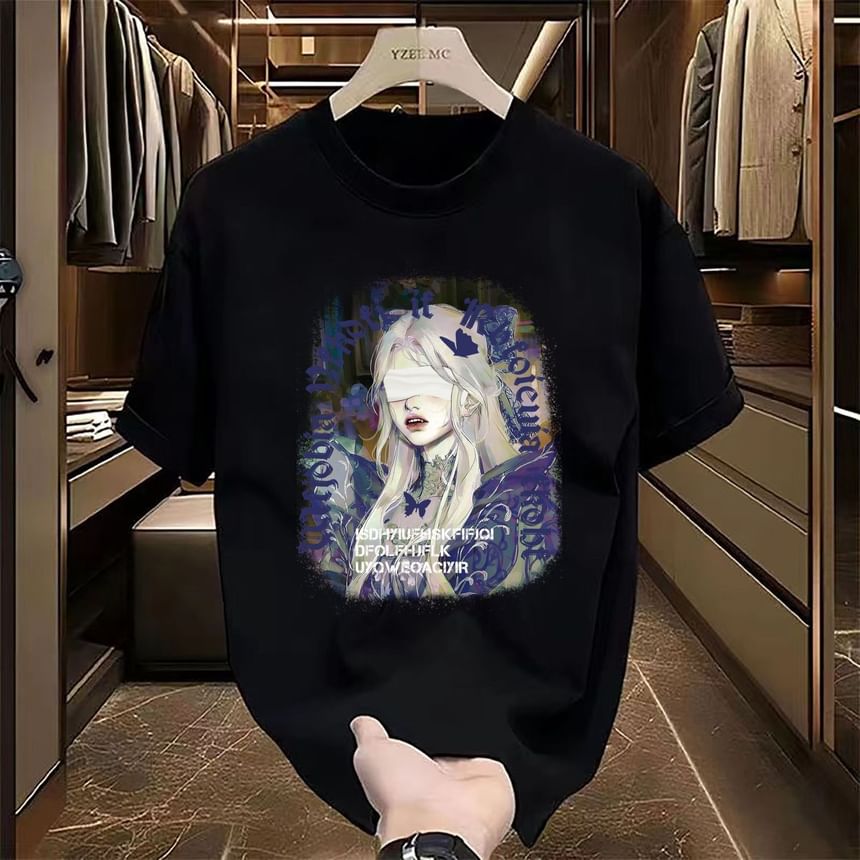 Bay Go Mall - T-shirt met ronde hals en grafische print, met elleboogmouwen