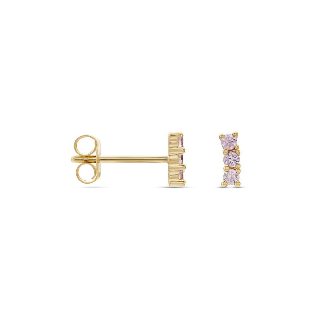 Boucles D'oreilles Puces Plaqué Or Jaune Alodia Oxyde De Zirconium