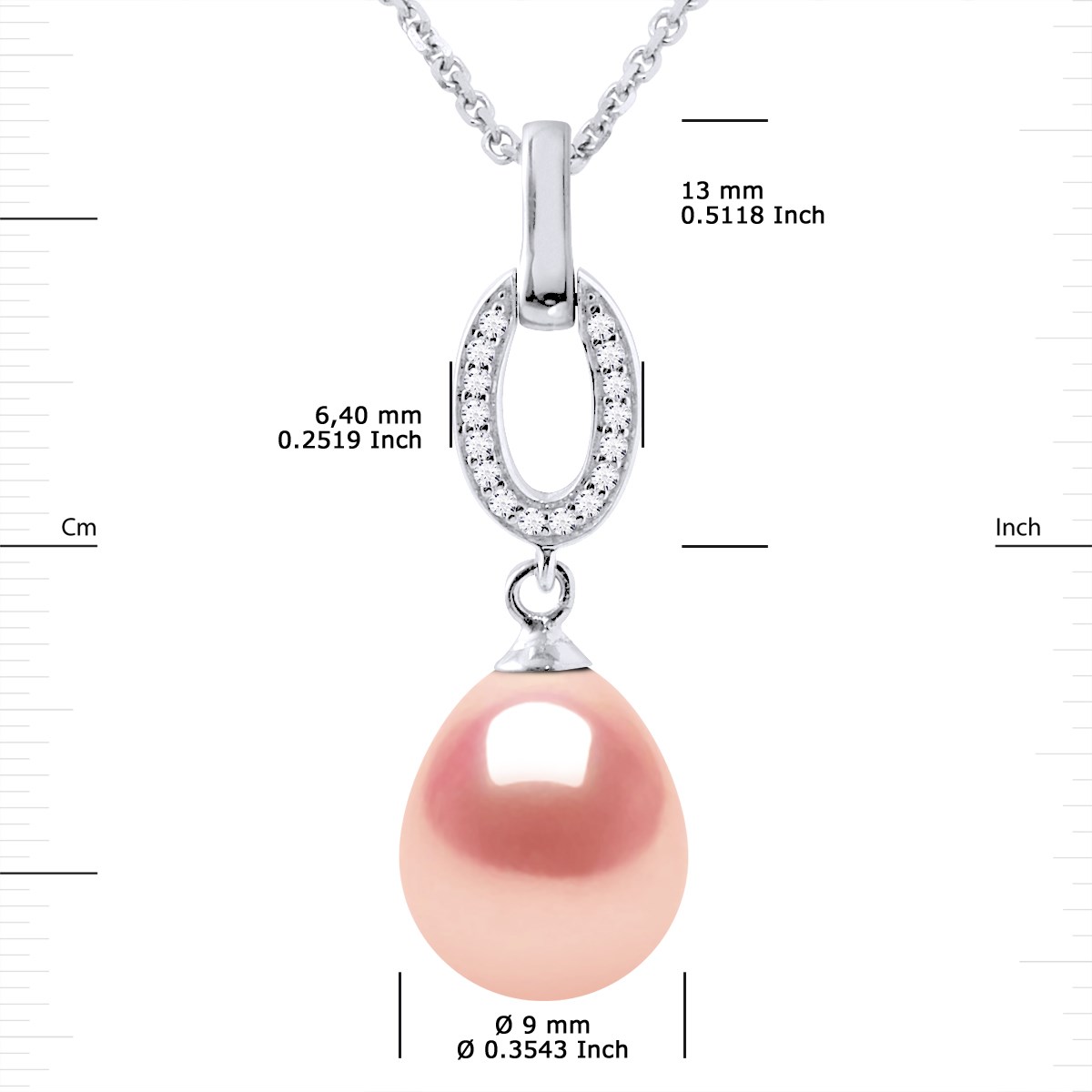 Collier NAVETTE Perle d'Eau Douce 9-10 mm Rose Joaillerie Argent 925