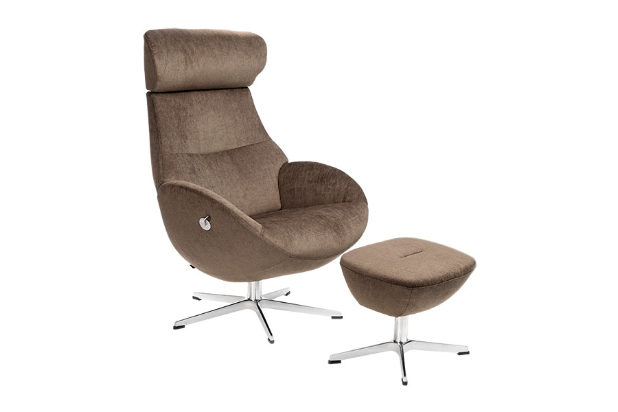 Globe lenestol Tekstil Evita 25 mole og sort aluminium understell med svingretur.