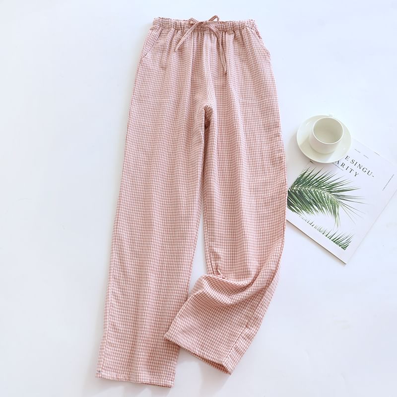 Dogini - Bijpassende pyjamabroek met hoge taille en ruitmotief (verschillende ontwerpen)