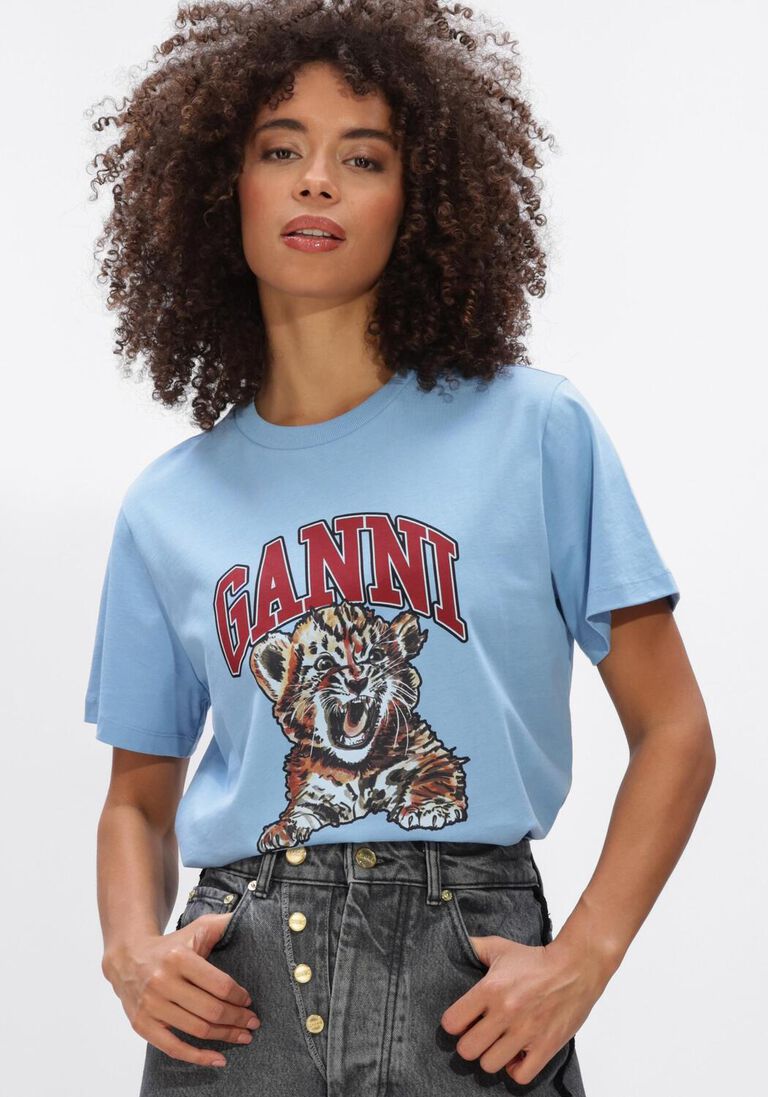 blauwe ganni t-shirt blissful blue 745