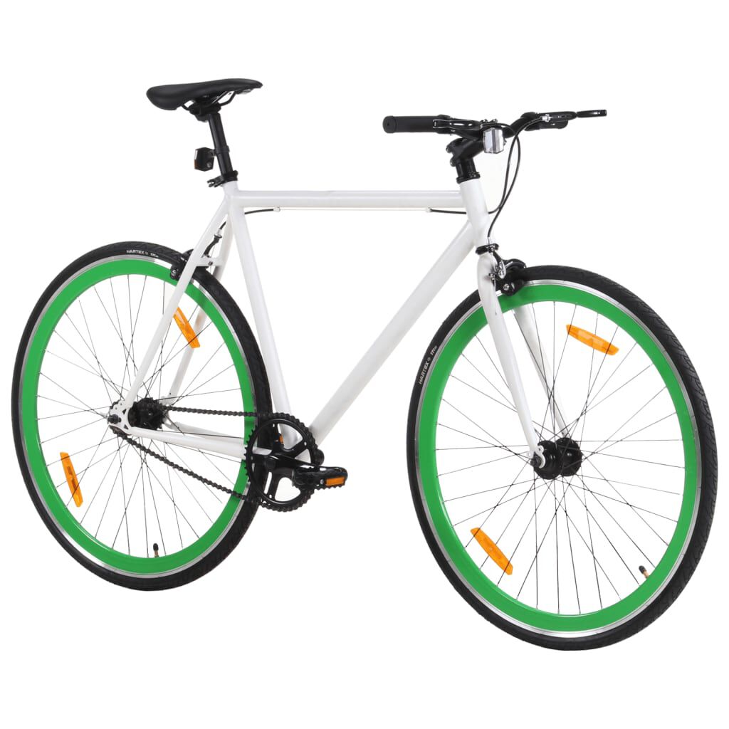vidaXL Single Speed Fiets, Wit en Groen, 700c, 59 cm
