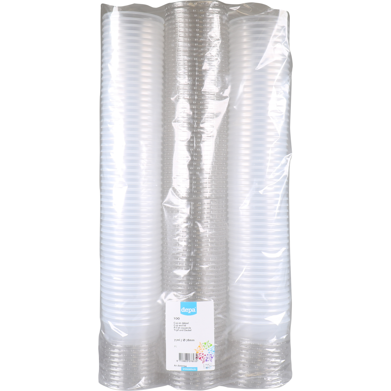 Cup, met deksel, pS, 75ml, transparant