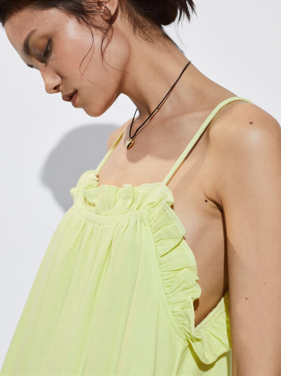 Vestido longo de algodão - Verde