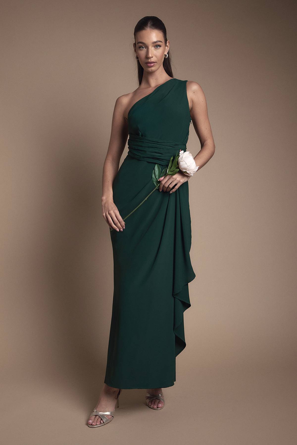 Coast Robe de Demoiselle d'Honneur Longue à Une Épaule avec Ceinture