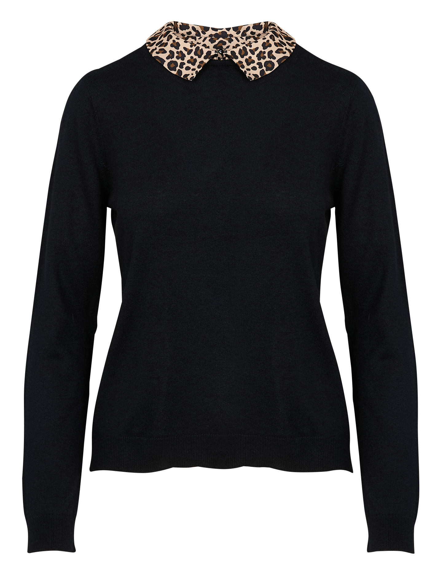 MPAOLA - Pull droit col classique| Noir