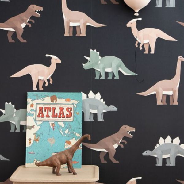 Studio Ditte Dinosaurus behang Licht Grijs