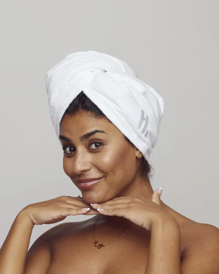 Hairlust Bamboo Hair Towel Wrap, White Hvid
