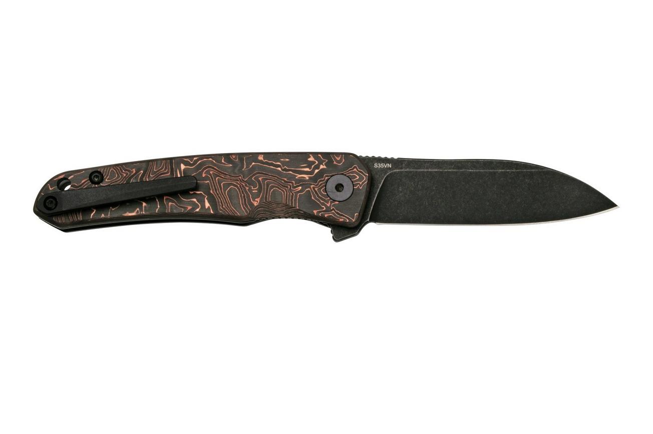 QSP Knife Otter QS140-B2 Blackwashed, Copper Foil Carbonfiber zakmes