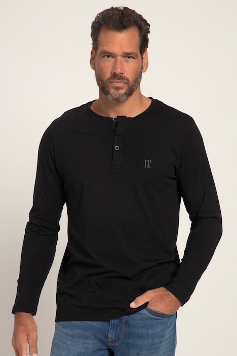 JP 1880 Henley, Basic, Shirt, Langarm, Knopfleiste, bis 8XL
