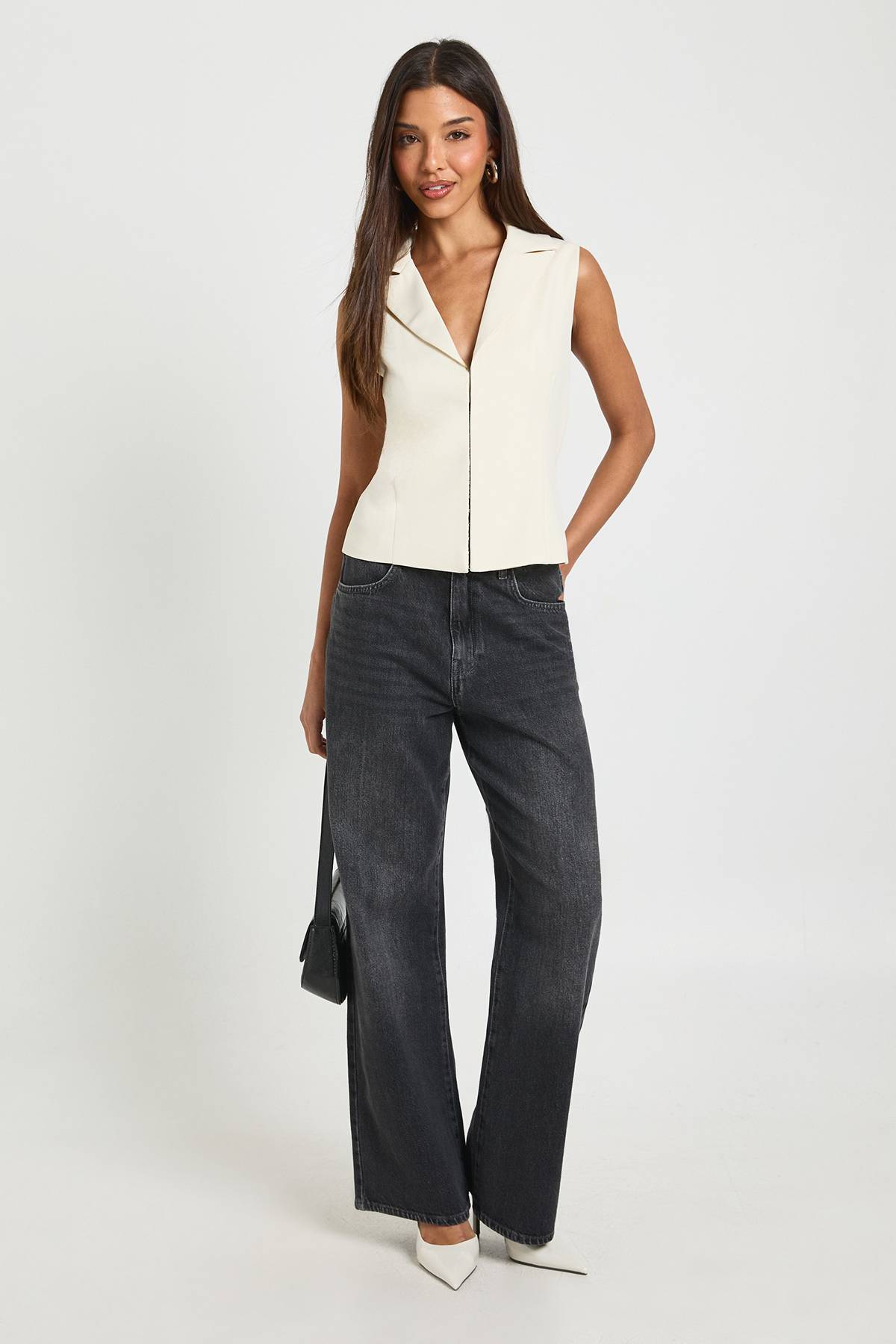 boohoo Gilet Ajusté à Agrafes et Œillets