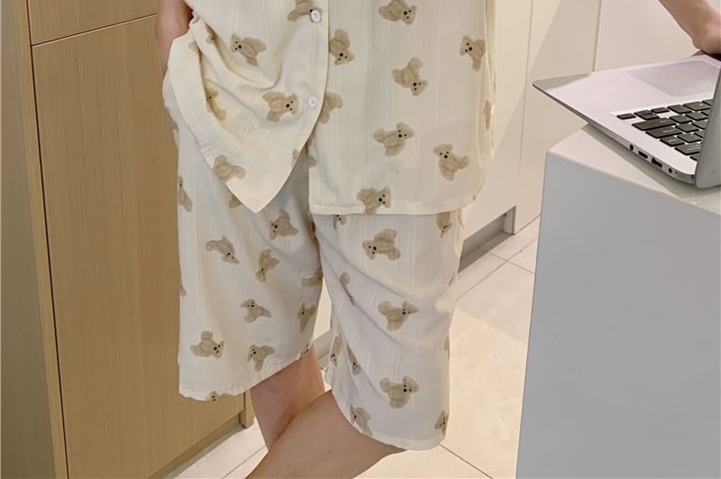 MELLO - Koppel bijpassende pyjamatop / shorts / jurk / set met berenprint