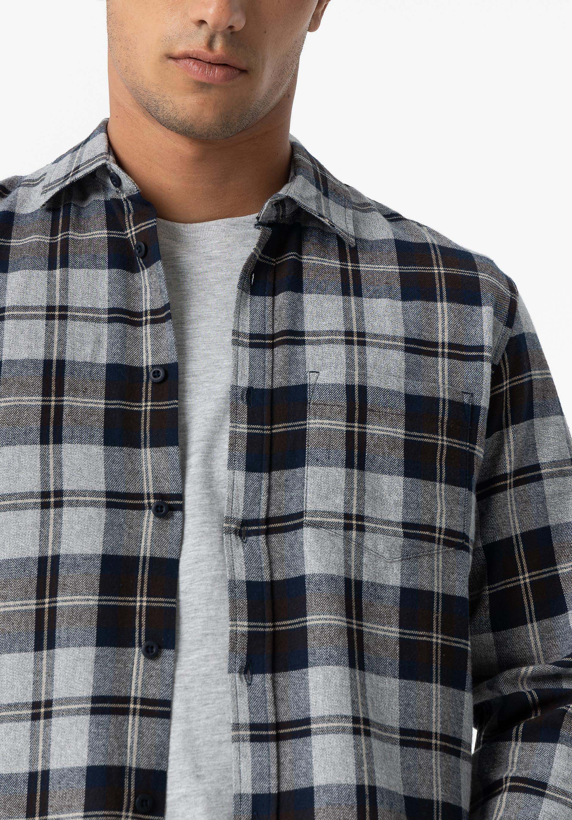Camisa Regular Fit de Flanela Xadrez