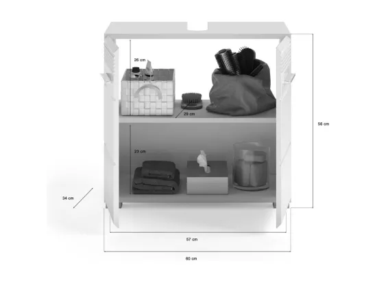 Meuble sous vasque 2 portes – Blanc laqué – KLEANKIN