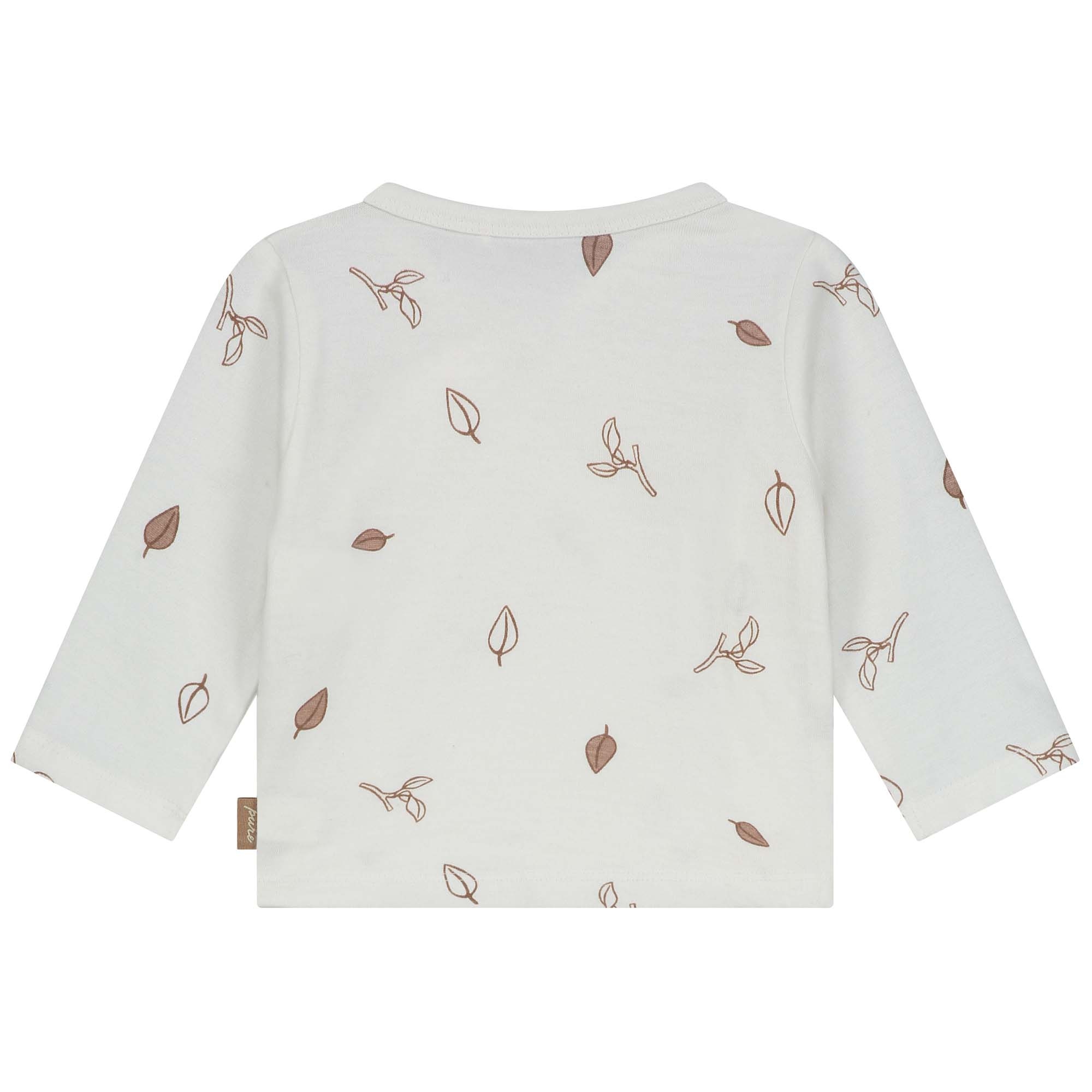 Prénatal newborn shirt Pure lange mouwen bladeren beige