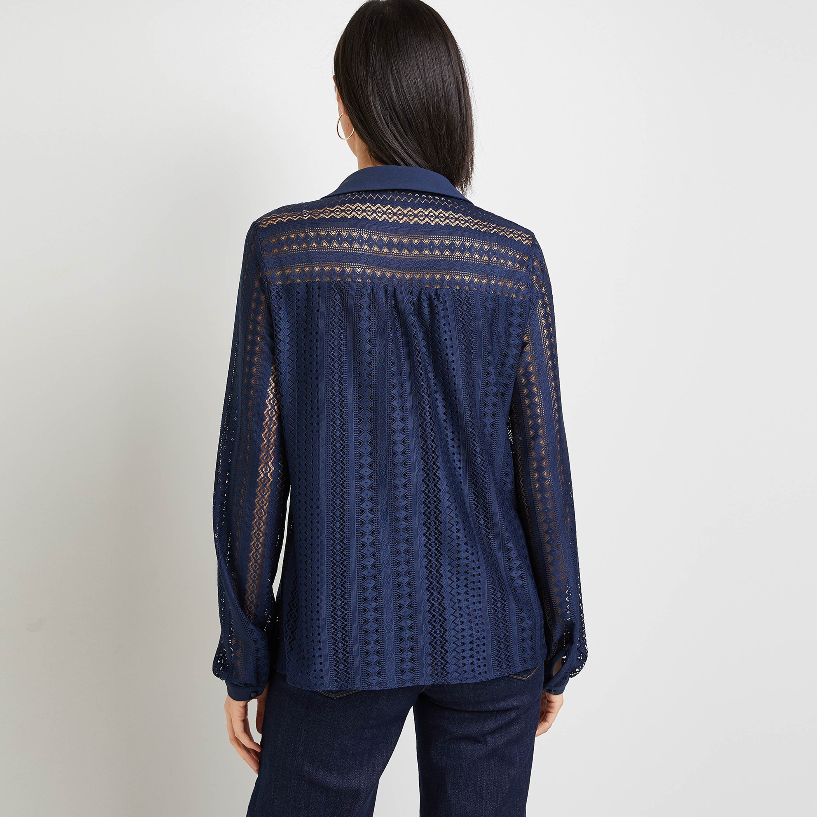 Blouse dentelle marine femme - MARINE