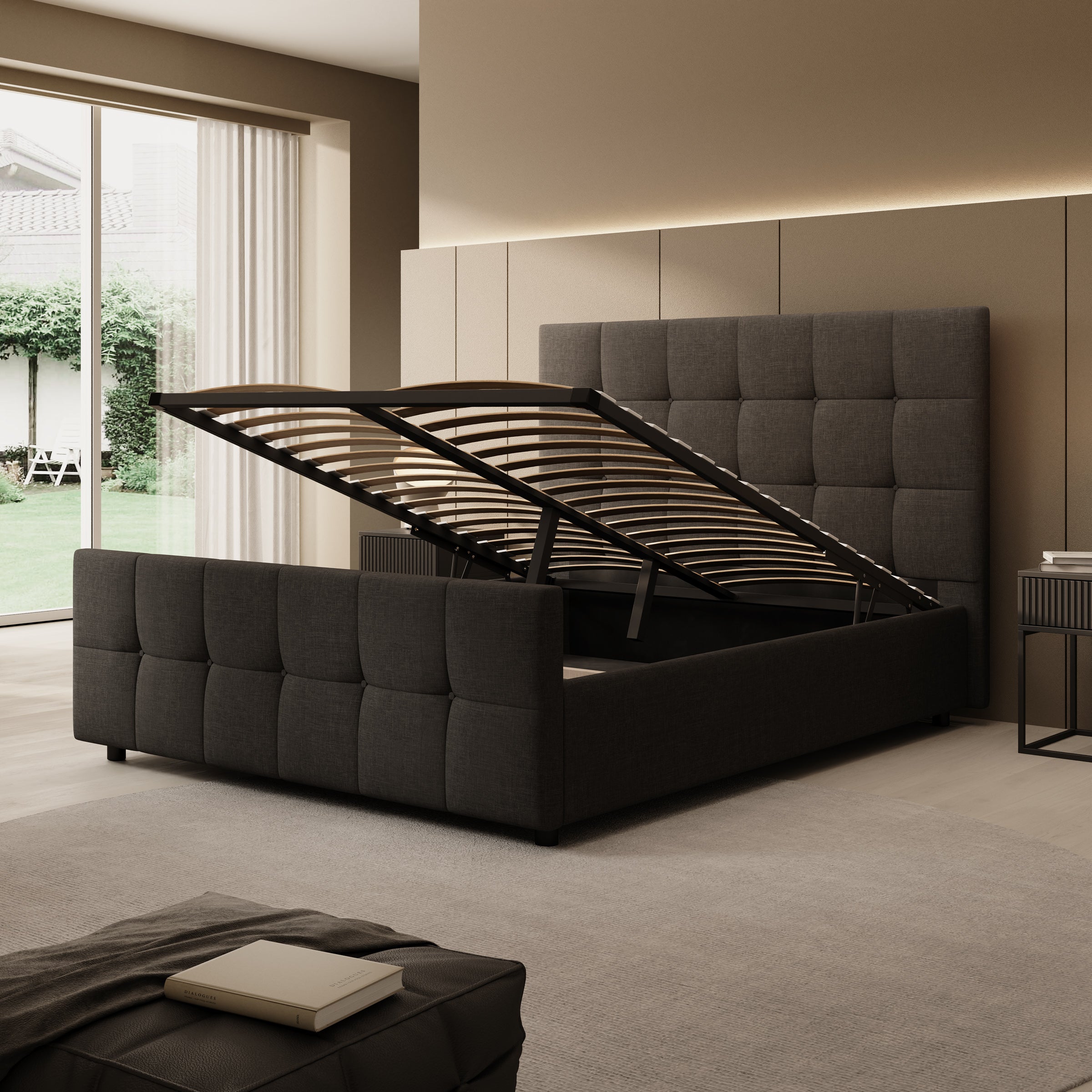 Verano - Tweepersoonsbed - Stof zwart - 160x200 cm