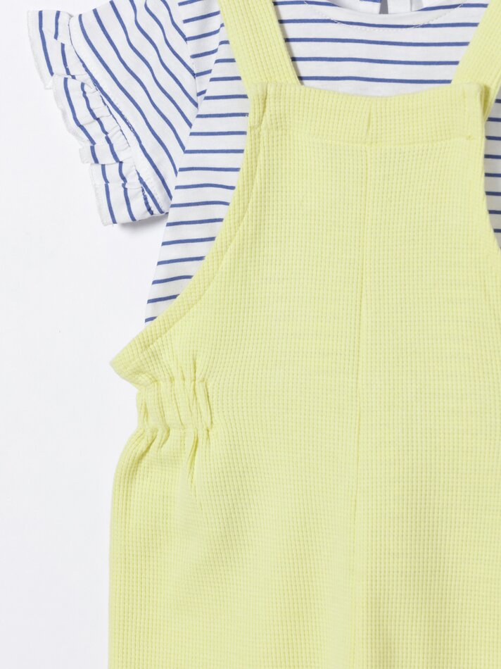 Conjunto de 2 peças: macacão e camiseta - Amarelo Claro