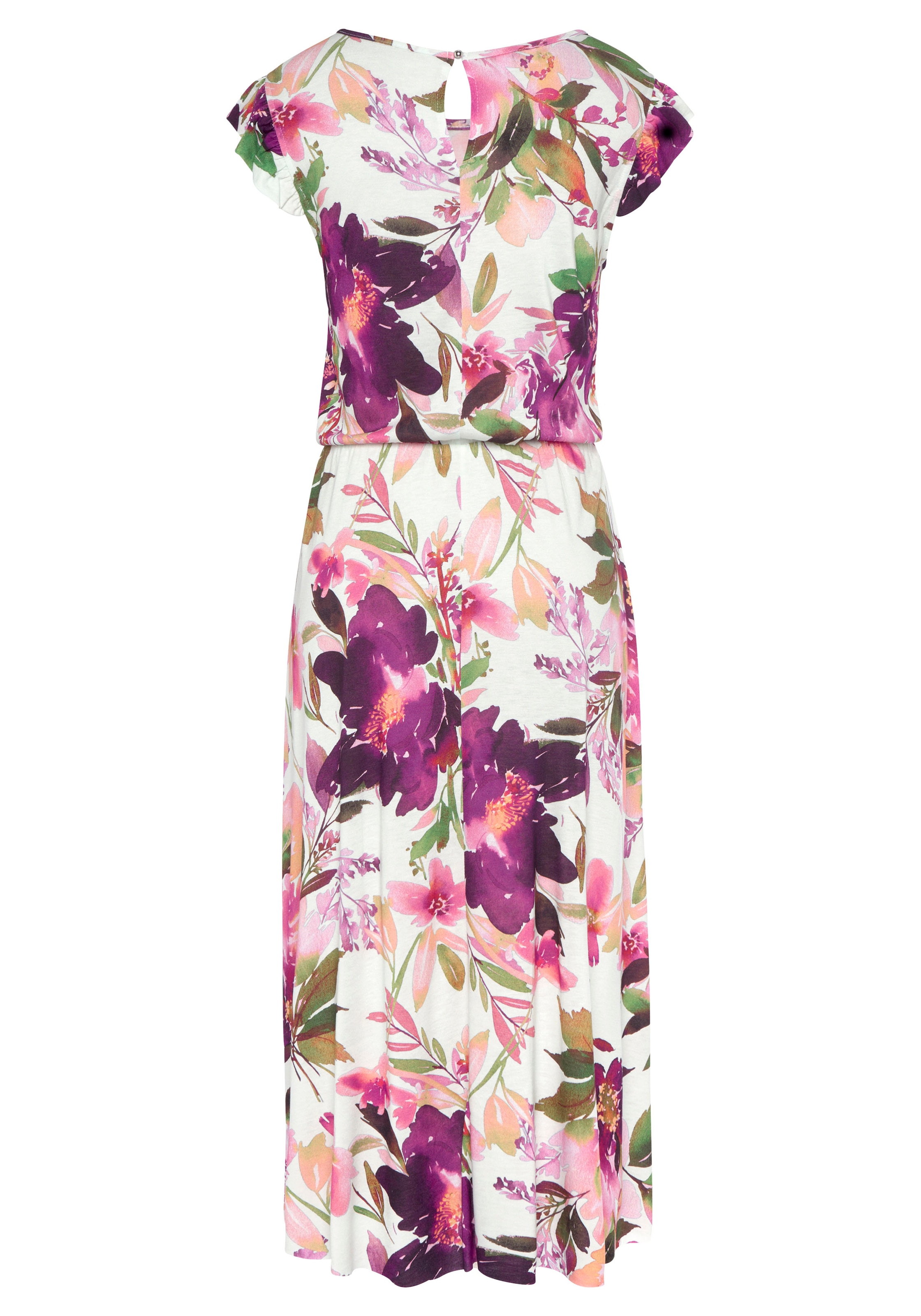 Beachtime Midikleid mit Blumendruck und Gummizug, Sommerkleid, Strandkleid