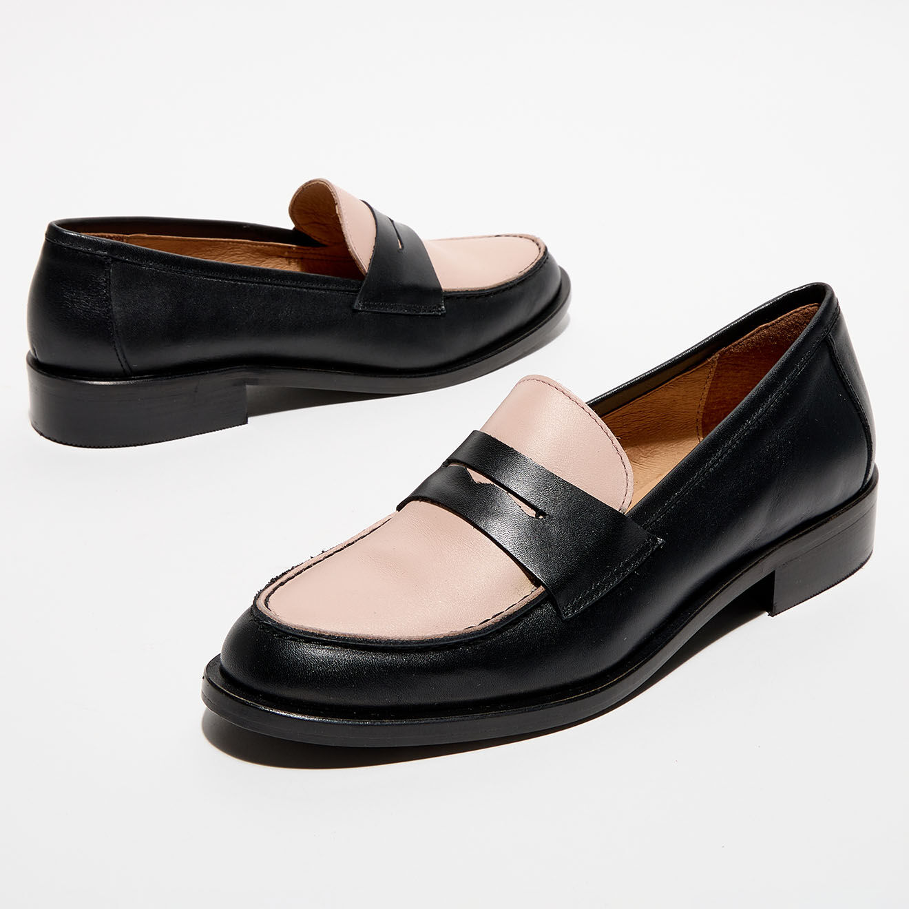 Apologie Mocassins en Cuir Juliette noir/rose pâle