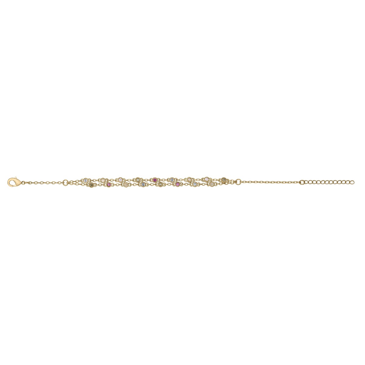 Bracelet en Plaqué Or avec oxyde de zirconium multicolore