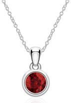 Ketting en hanger in 14 karaat witgoud met Granaat