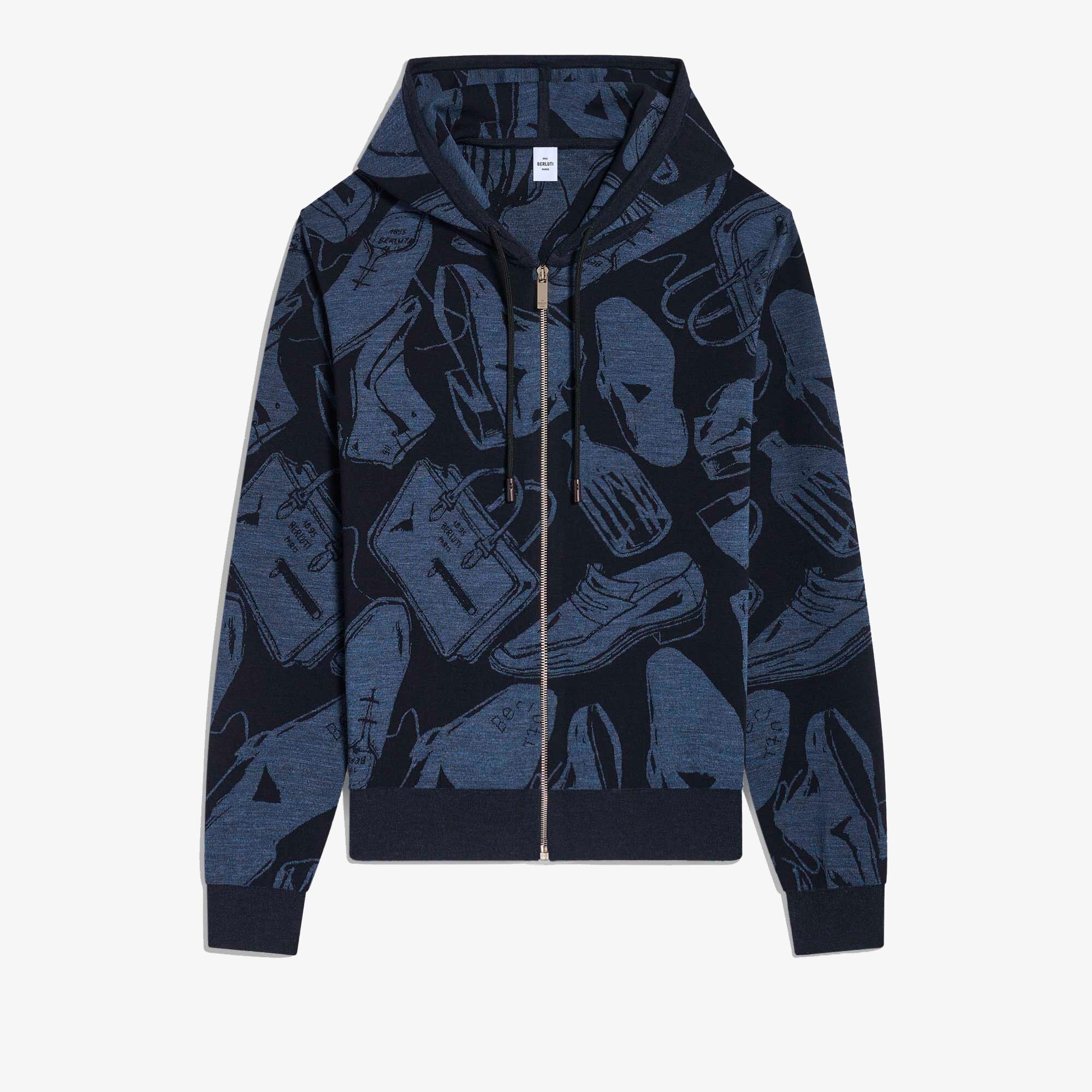 Sweat À Capuche Zippe En Laine Avec Jacquard Summer Iconic