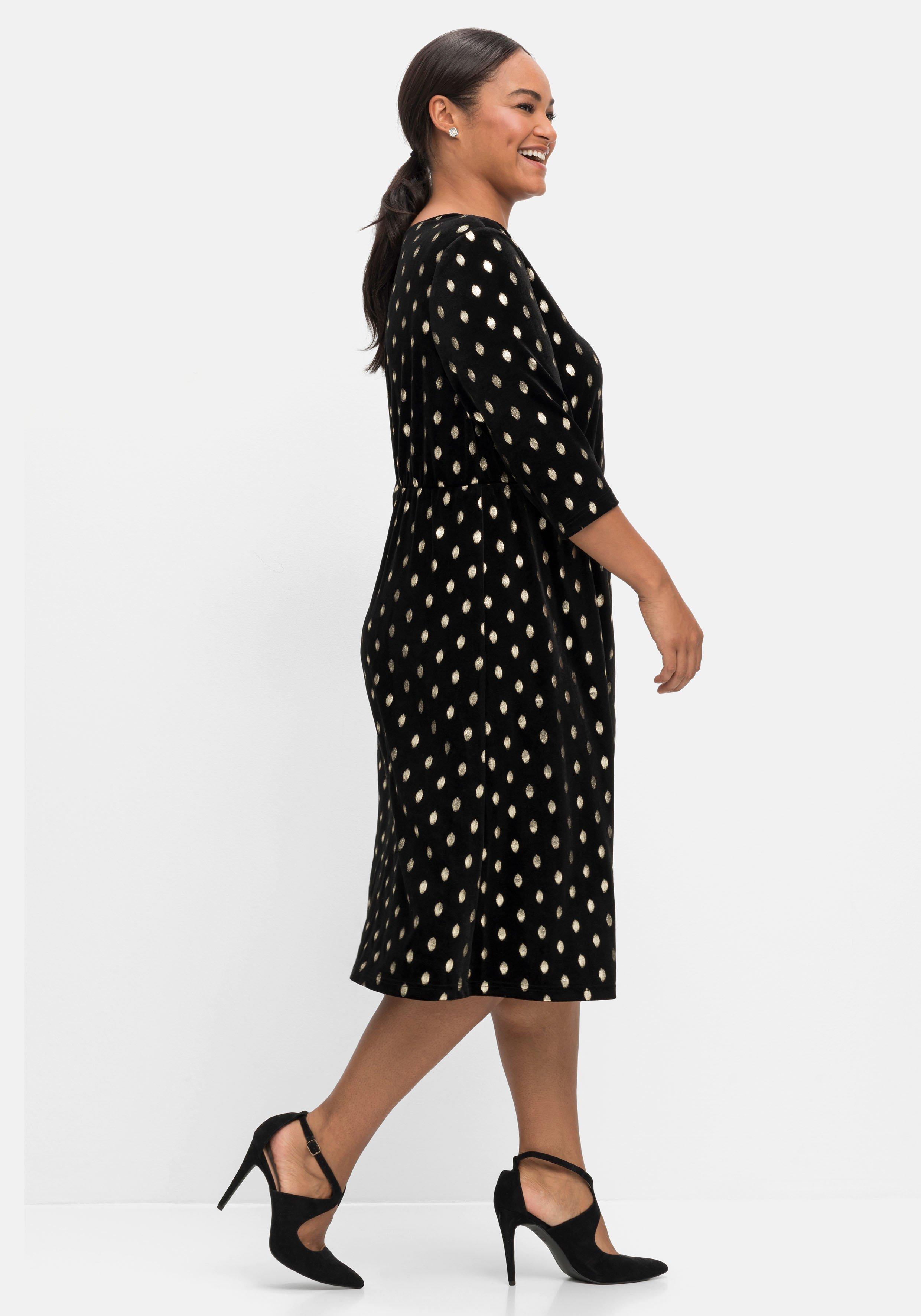 Jerseykleid in Samtoptik, mit Glitzerdruck