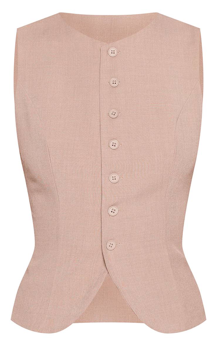 Taupe Gilet Ajusté En Tissu Tissé